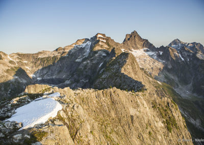 Alpine ridge line in early light