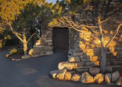 casting golden light on stone structures