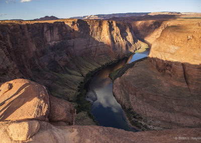 Winding river canyon in early morning light