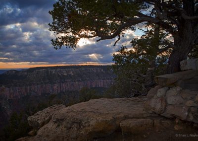 Canyon view under evening skies