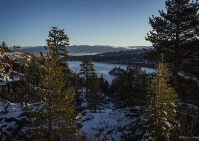 Icy lake in morning light