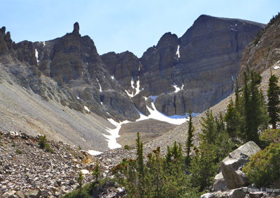 Moraine views backed by mountain headwall