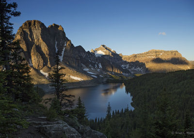 Lake and mountain view in early morning light