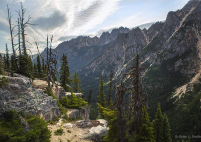 Morning mountain view at rocky pass