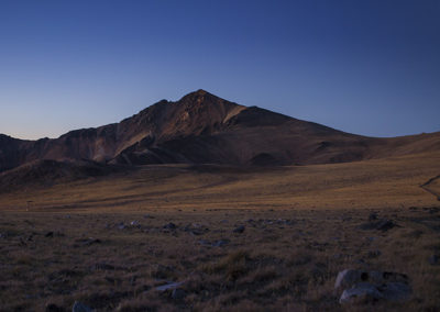 Mountain peak in twilight