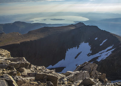 Mountain top view of distant lakes