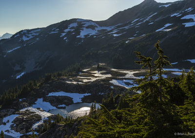 Arch view, mountain in dawn's light