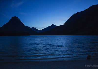 Lake reflections of late evening light