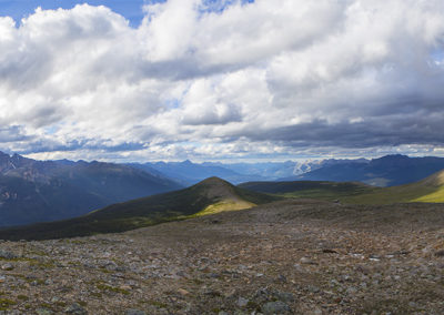 Panoramic view under cloudy skies