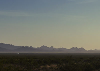 Panoramic of soft desert light before dawn