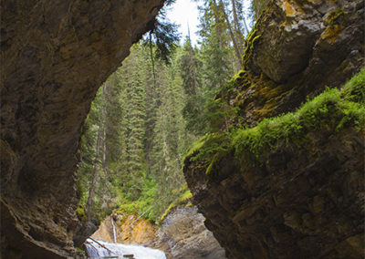 Overhang view of waterfall splendor