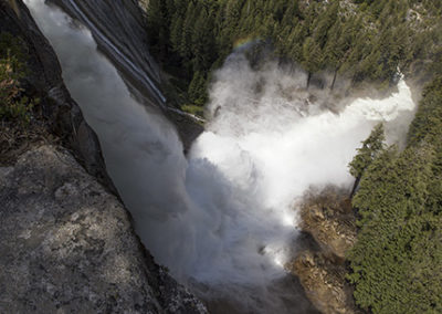 Powerful waterfall rush in spring flood